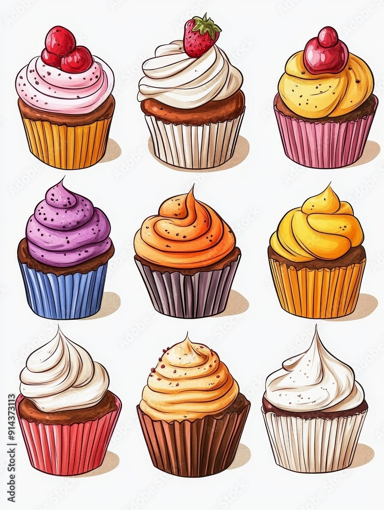 A Delightful Collection of Colorful Cupcakes A Delightful Collection of Colorful Cupcakes