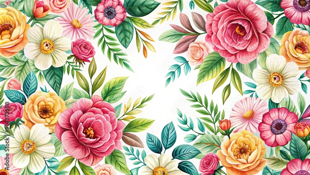 Beautiful and fresh floral pattern background with hand drawn flowers , nature, colorful, blooming, petals, decoration Beautiful and fresh floral pattern background with hand drawn flowers , nature, colorful, blooming, petals, decoration