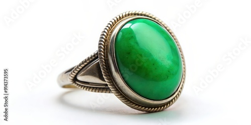 Green feroza stone ring on white background , jewelry, gemstone, fashion, accessory, luxury, elegant, shiny, sparkly, precious photo