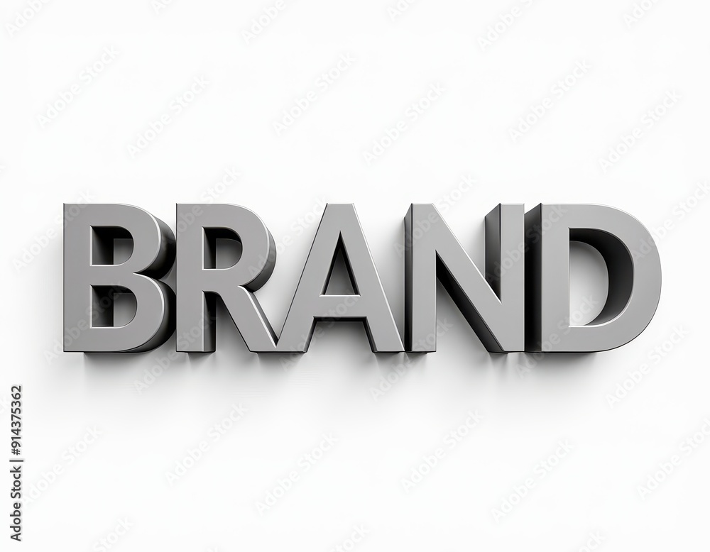 3D metallic word 'BRAND' on a white background. 3D metallic word 'BRAND' on a white background.