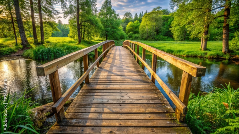 Wooden bridge over a small river, wood, bridge, river, nature, landscape, outdoor, peaceful, scenic, crossing, water Wooden bridge over a small river, wood, bridge, river, nature, landscape, outdoor, peaceful, scenic, crossing, water