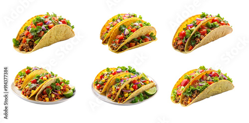 Isolated Taco with Clipping Path, Transparent photo