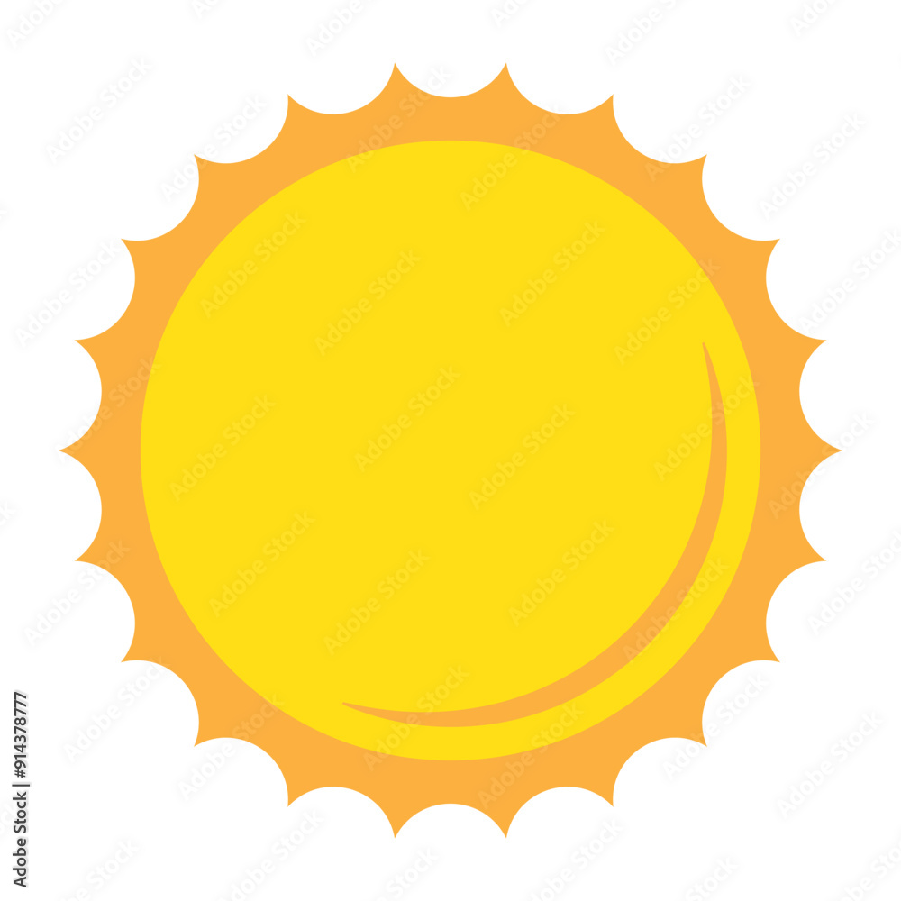 Sun icon in flat style, simple yellow sun. Sun icon in flat style, simple yellow sun.