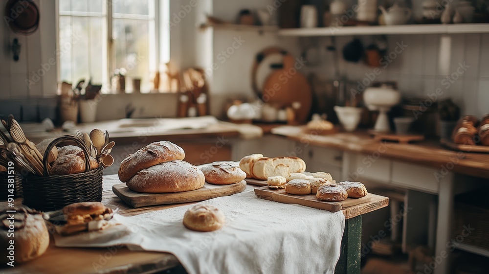 Home kitchen transformed into a charming bakery setup ideal for passionate baking enthusiasts Home kitchen transformed into a charming bakery setup ideal for passionate baking enthusiasts