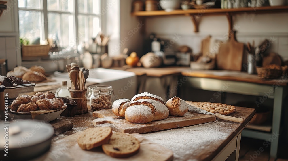 Cozy bakery ambiance recreated in a charming home kitchen for baking enthusiasts Cozy bakery ambiance recreated in a charming home kitchen for baking enthusiasts
