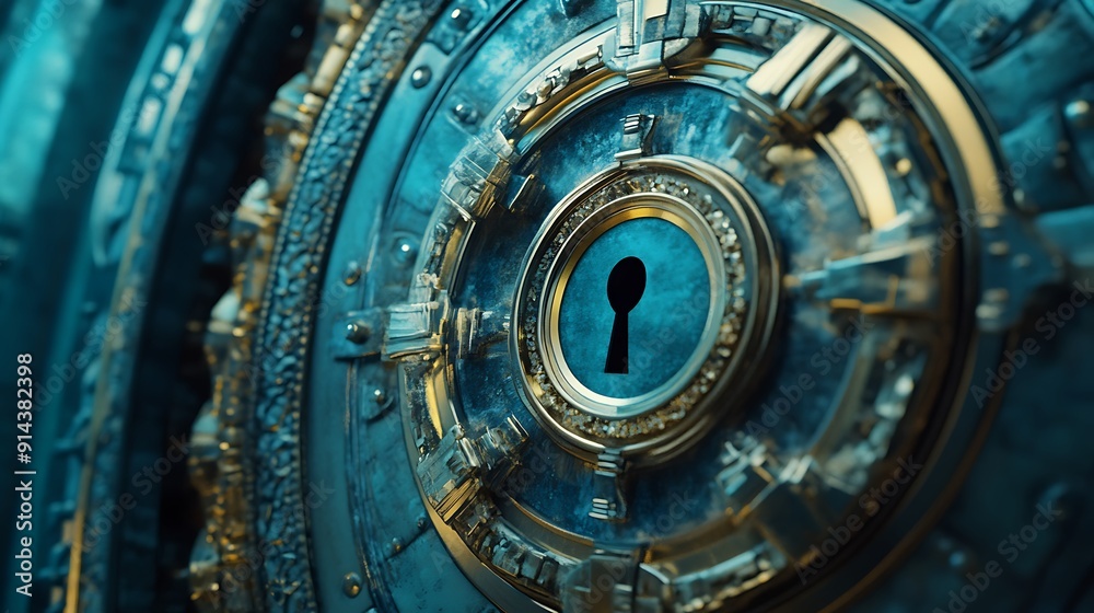 Fototapeta premium A Close-up of a Circular Keyhole on a Metallic Surface