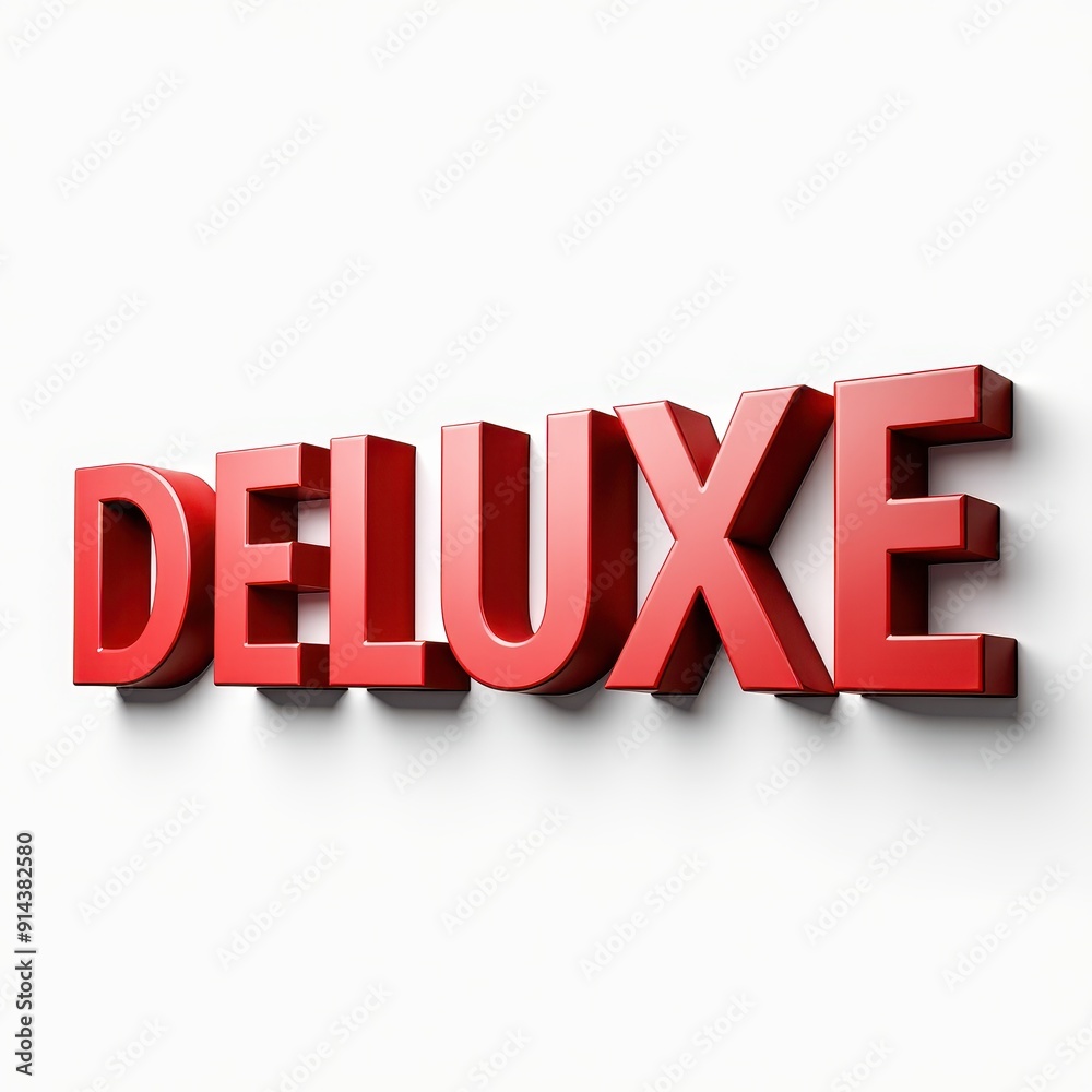 Bold red 3D 'DELUXE' text against a clean, white background. Bold red 3D 'DELUXE' text against a clean, white background.