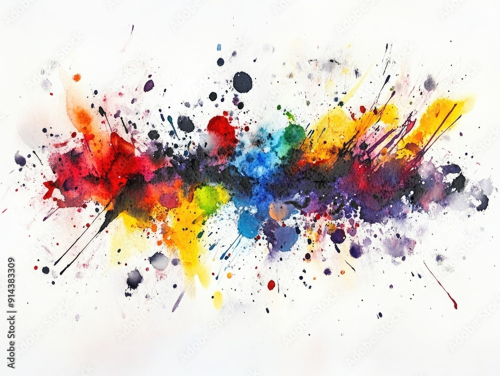 Abstract watercolor splashes with bold hues, artistic design Abstract watercolor splashes with bold hues, artistic design
