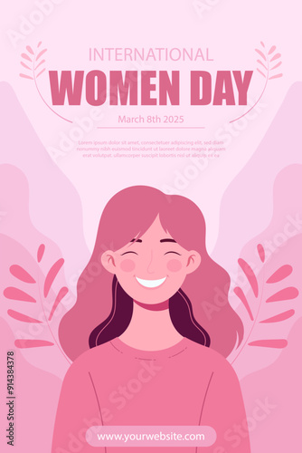 Happy women's day poster background flat illustration