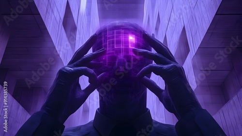 Cutting-edge AI-Powered Executive Showcasing Seamless Biological-Technological Fusion