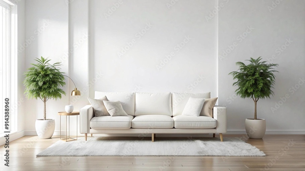 A Symphony of White: Scandinavian Simplicity in a Living Room  AI Generated
