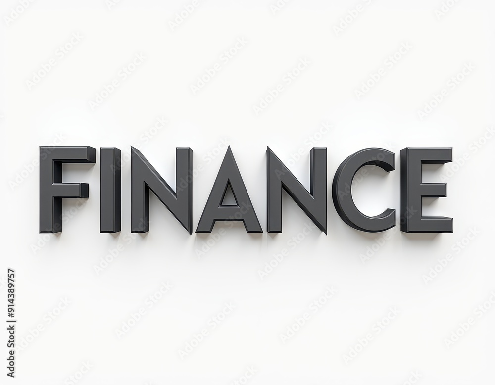 3D finance text on a light background. 3D finance text on a light background.