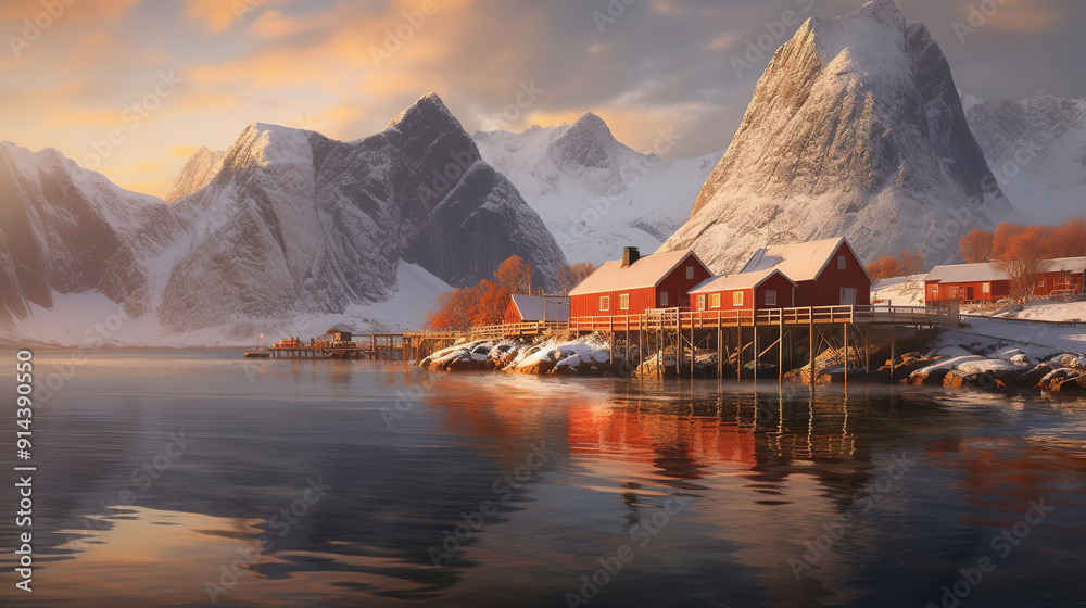 Naklejka premium Seascape with lighthouse