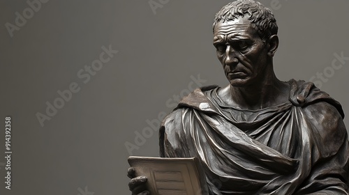 Weathered Bronze Seneca Sculpture with Dramatic Shadows and Textured Patina