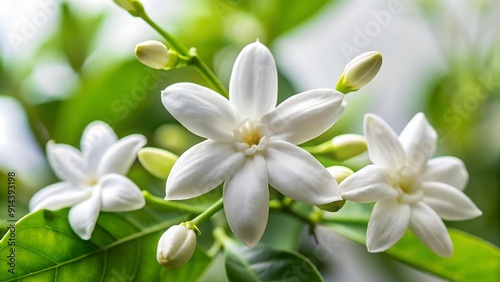 A Symphony of White: The Delicate Grace of Jasmine Officinale Generative AI