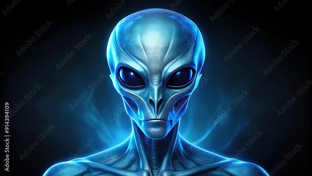 Blue alien with a futuristic design on a dark black background, alien, blue, space, extraterrestrial, sci-fi, creature Blue alien with a futuristic design on a dark black background, alien, blue, space, extraterrestrial, sci-fi, creature