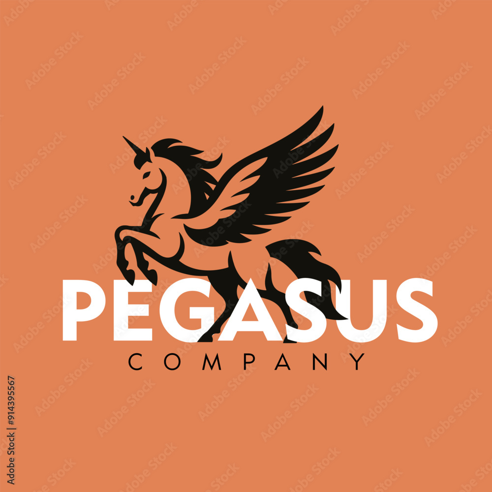 Fototapeta premium Pegasus Company - Vector Flat Logo Illustration