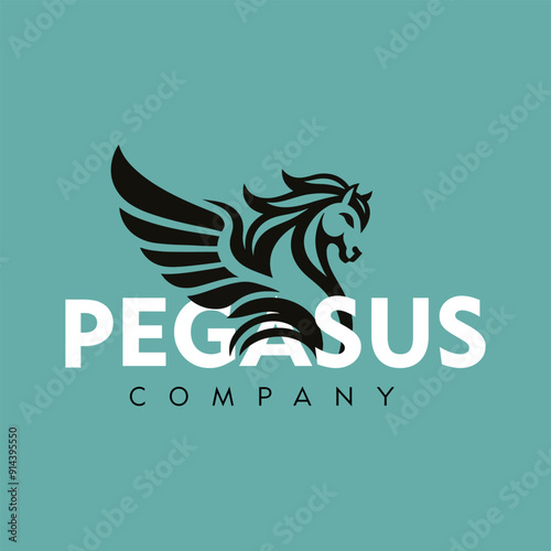 Pegasus Company - Vector Flat Logo Illustration