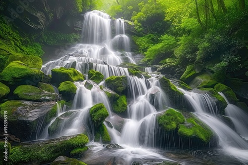Cascade Waterfall in Lush Green Forest