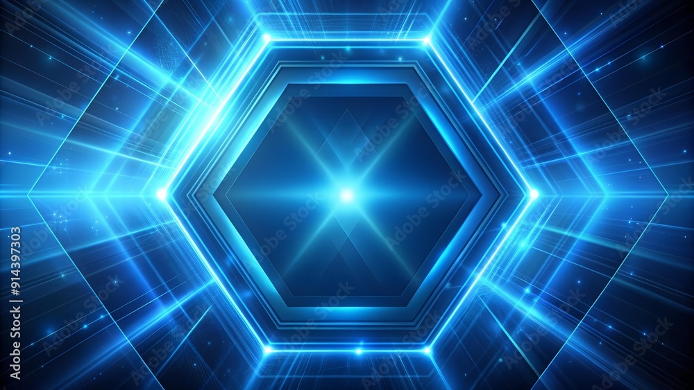 Abstract Blue Hexagon: A Symphony of Glowing Lines Generative AI Abstract Blue Hexagon: A Symphony of Glowing Lines Generative AI