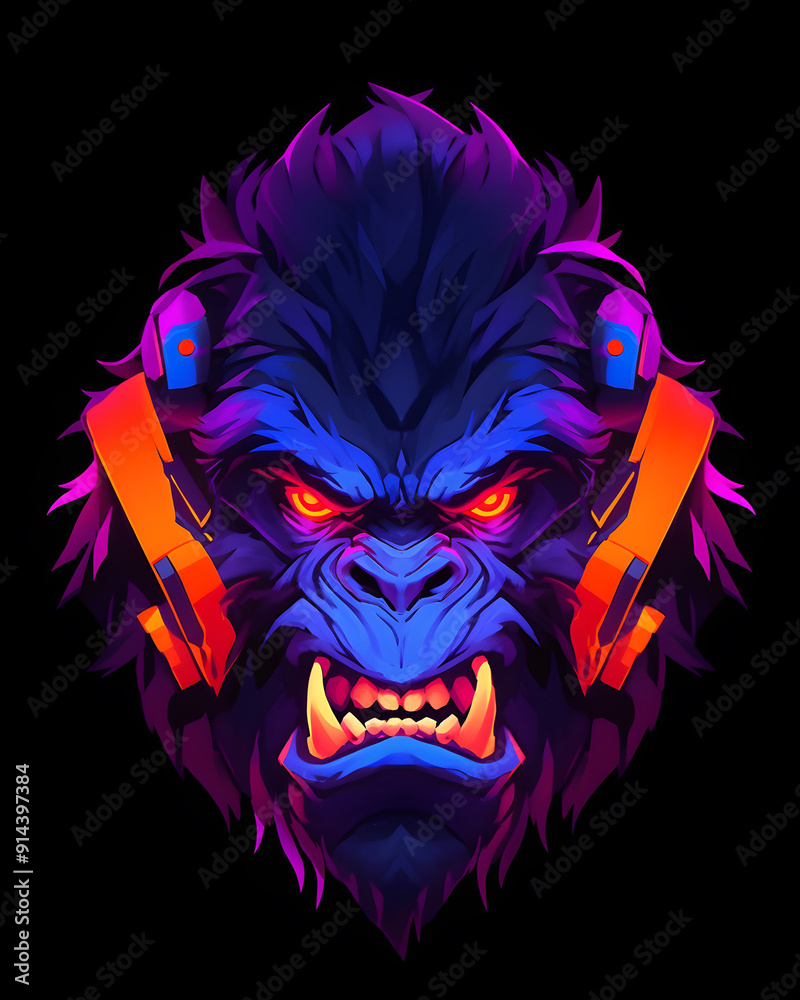 Gorilla head art nouveau illustration Gorilla head art nouveau illustration