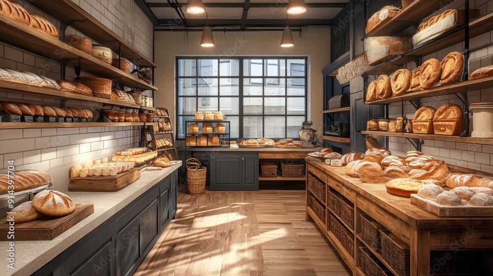 Kitchen bakery setup with various baking ingredients and tools for creating delicious treats Kitchen bakery setup with various baking ingredients and tools for creating delicious treats