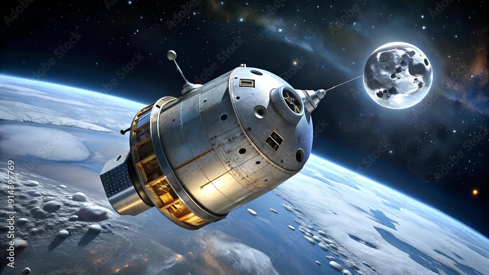 A Celestial Symphony: The Apollo Command and Service Module in Lunar Orbit AI generated A Celestial Symphony: The Apollo Command and Service Module in Lunar Orbit AI generated
