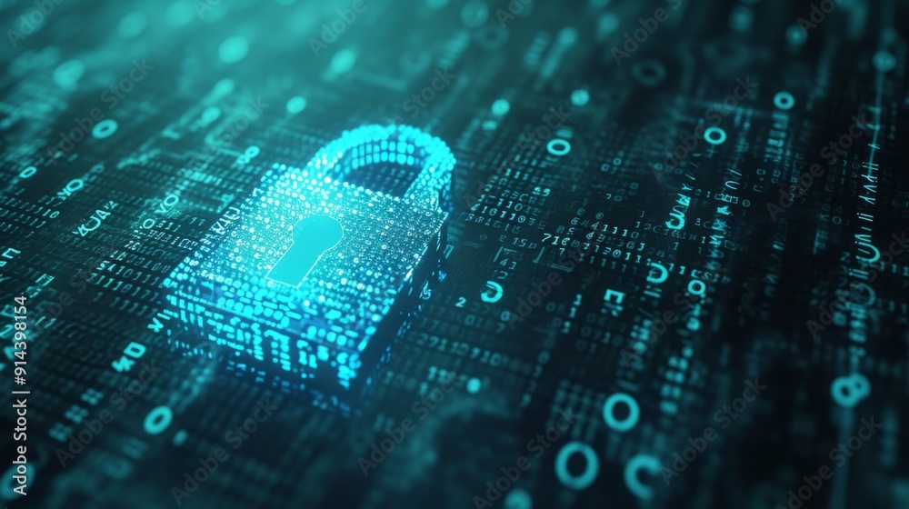 Digital lock with glowing elements, set against a background Digital lock with glowing elements, set against a background