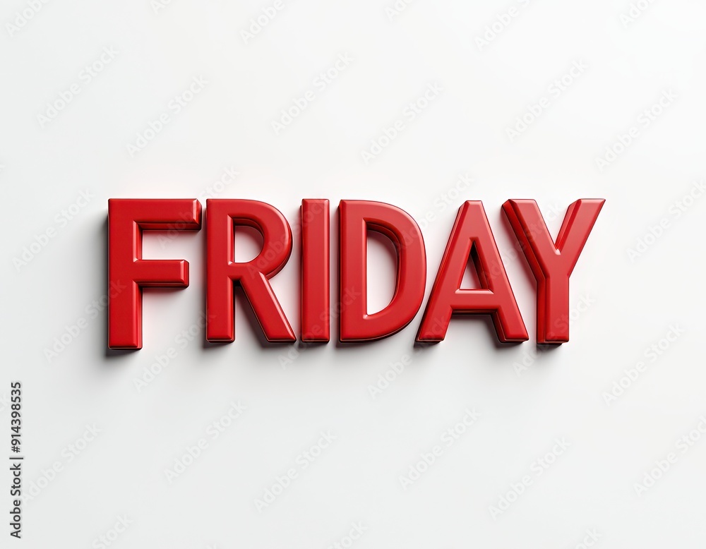 Bold red text spelling out 'FRIDAY' against a plain white background. Bold red text spelling out 'FRIDAY' against a plain white background.