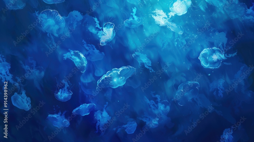 Obraz premium Jellyfish in the Blue Depths