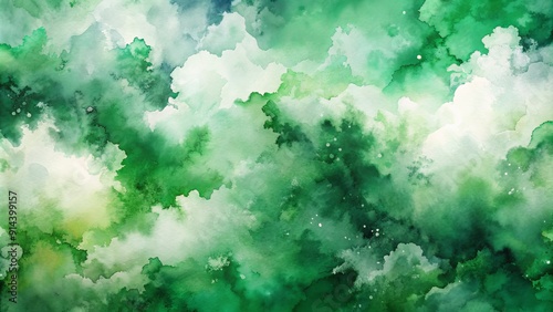 Abstract Watercolor Green Clouds, Watercolor, Abstract, Clouds, Sky