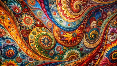 Symphony of Swirls: An Abstract Tapestry of Vibrant Hues generative AI