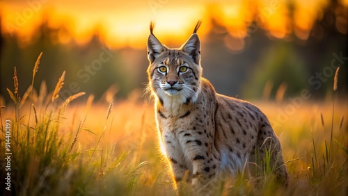 Lynx in the Golden Hour  Generative AI photo