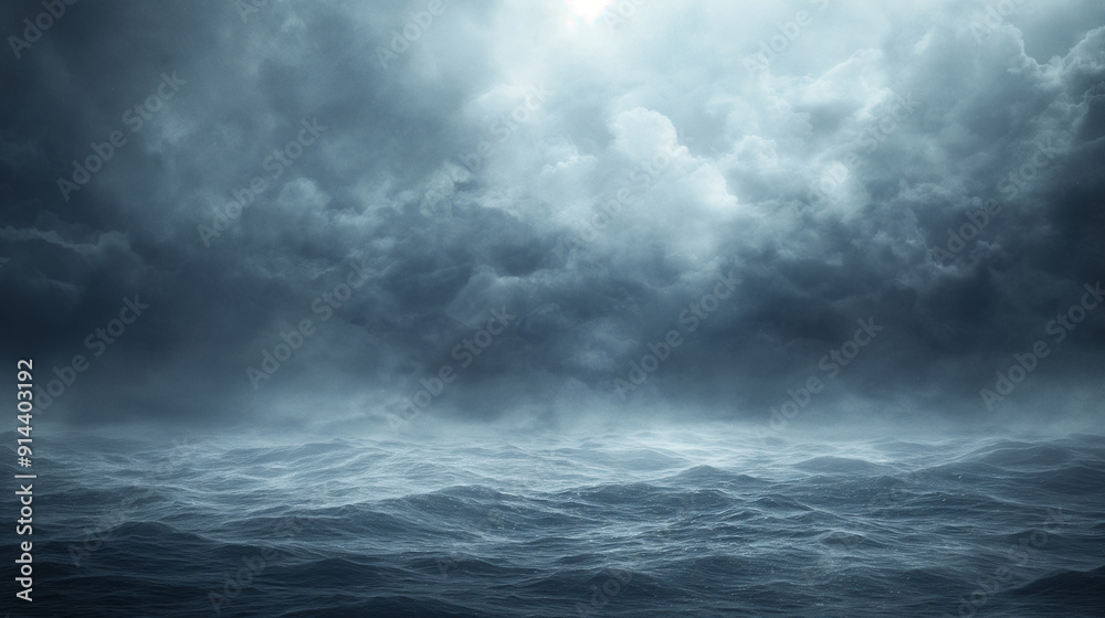 A stormy ocean with dark clouds in the sky A stormy ocean with dark clouds in the sky