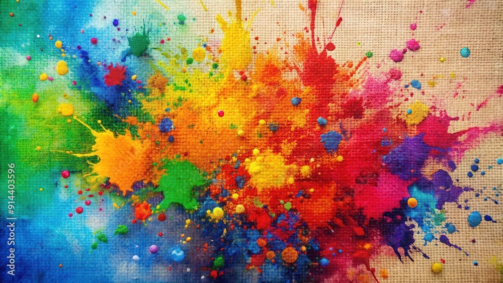 Fototapeta premium Vibrant splashes of bright colors on a canvas, colorful, vibrant, paint, abstract, artistic, background, texture