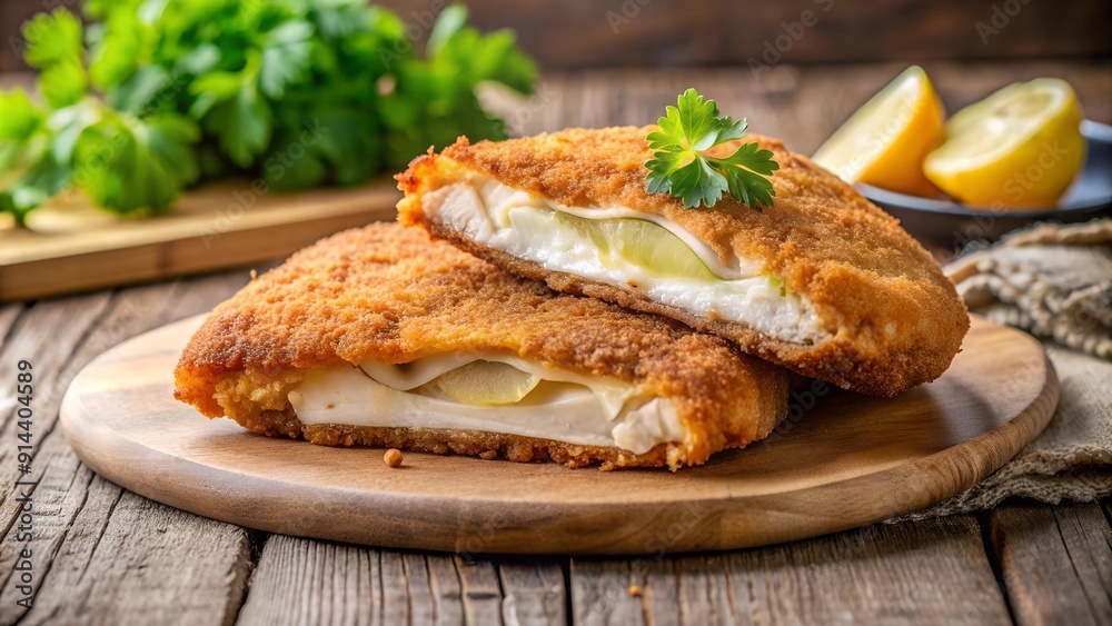 Crispy Fried Chicken Schnitzel Cordon Bleu: A Golden Symphony of Flavors  Generative AI