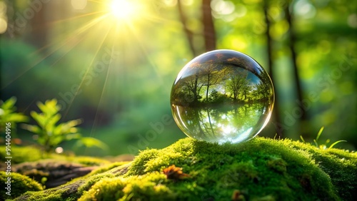 Mystical Reflections: A Crystal Ball Gazing Upon a Verdant Meadow AI Generated