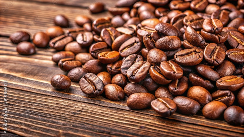 Coffee Bean Close-up on Wooden Surface, Roasted Coffee, Coffee Beans, Aromatic Coffee, Wooden Background Coffee Bean Close-up on Wooden Surface, Roasted Coffee, Coffee Beans, Aromatic Coffee, Wooden Background