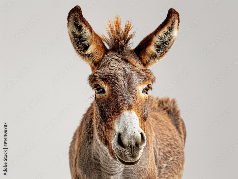 A close-up of a donkey showcasing its unique features and expressive eyes at a farm during daylight hours A close-up of a donkey showcasing its unique features and expressive eyes at a farm during daylight hours