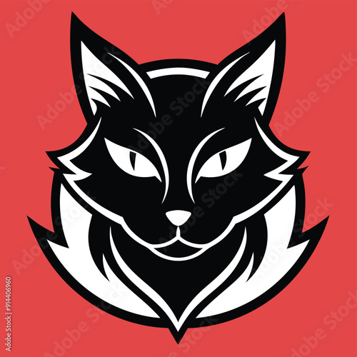 Black cat logo.  Black cat head, world cat day modern cat face logo illustration design, cat logo, Wild cat logo. EPS 10.