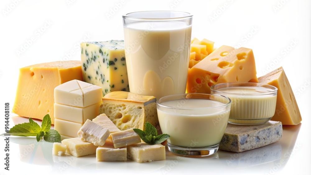 Dairy Delight A Composition of Milk and Cheese, White Background, Dairy products, cheese, milk, food , Dairy Delight A Composition of Milk and Cheese, White Background, Dairy products, cheese, milk, food ,