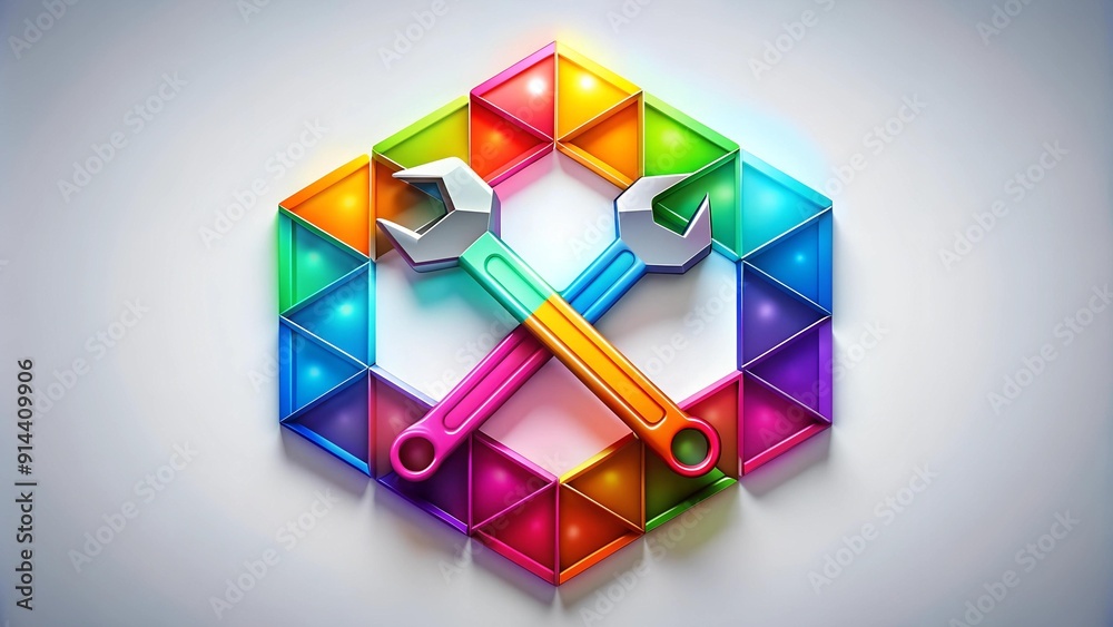 Abstract Geometric Hardware Logo: A Vibrant Mosaic of Colors generative AI Abstract Geometric Hardware Logo: A Vibrant Mosaic of Colors generative AI