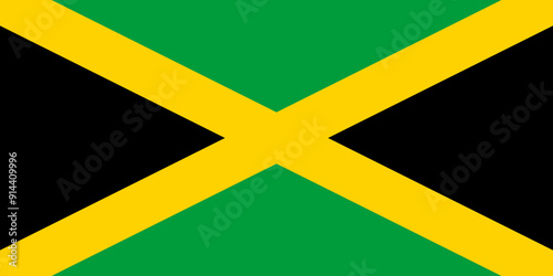 The official national flag of the Jamaica. Correct proportions and colors. Vector illustration photo