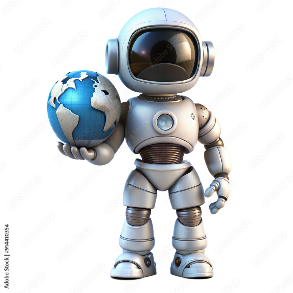 robot holding earth 3d illustration robot holding earth 3d illustration
