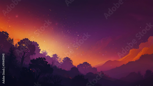 Dreamy purple and orange gradient banner background with a mystical, fantasy vibe