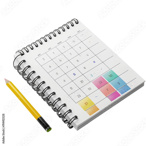 Functional Magnetic Calendar Isolated on Transparent Background photo