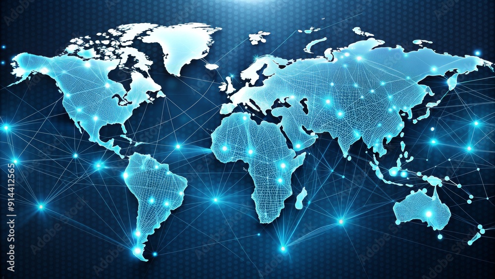 Global Network Connection, Digital World, Network Map, Technology, Internet, Global Communication Global Network Connection, Digital World, Network Map, Technology, Internet, Global Communication