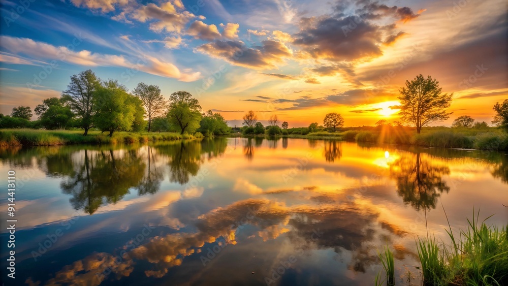 Sun-kissed Reflections on a Still Pond Generative AI Sun-kissed Reflections on a Still Pond Generative AI