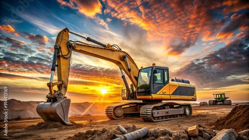 Wallpaper Mural John Deere Excavator: Sun-Drenched Construction Site  Generative AI Torontodigital.ca