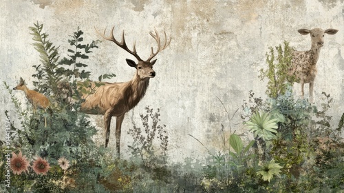 Plakat deer in the woods